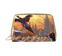 Borsa per il trucco in pelle da donna per borsa alla moda borsa cosmetica durevole portatile da viaggio borsa da toilette da donna ragazze carino borse per lavaggio/marmo oro verde, Fagiano cattura