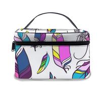 Borsa per il trucco in pelle, effetto riflesso floreale nell'arte della stampa digitale dell'acqua, borse per il trucco portatili impermeabili