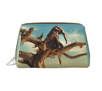Borsa per il trucco in pelle, elefante su albero secco, trousse da viaggio per donne, borsa per il trucco, organizer per trucchi di grande capacità, custodia per trucco carina
