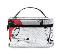 Borsa per il trucco in pelle, geisha giapponese asiatica con cultura popolare tradizionale kimono, borse per il trucco portatili impermeabili