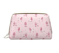 Borsa per il trucco in pelle, graziosa borsa per cosmetici con barboncino rosa _ A beauty case da viaggio per donne, borsa per il trucco, organizer per trucchi di grande capacità, graziosa custodia