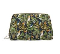 Borsa per il trucco in pelle, graziosa trousse con tucano, cacatua e bucero, borsa da viaggio per donne, borsa per il trucco, organizer per trucchi di grande capacità, graziosa custodia per trucco