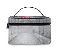 Borsa per il trucco in pelle, motivo Torre Eiffel dalla strada di Parigi, borse per il trucco portatili impermeabili