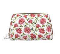 Borsa per il trucco in pelle, rosa con fiori di garofano, trousse da viaggio da donna, borsa per il trucco, organizer per trucchi di grande capacità, custodia per trucco carina