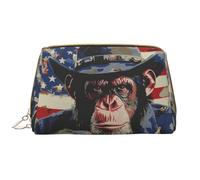 Borsa per il trucco in pelle, scimpanzé fresco con borse per cosmetici da viaggio borsa da toilette da donna, borsa per il trucco, organizer per trucchi di grande capacità, custodia per trucco carina