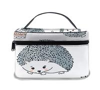 Borsa per il trucco in pelle, Simpatici porcospini dell'acquerello Isolati su animali bianchi Personaggi dei cartoni animati, Borse per il trucco portatili impermeabili