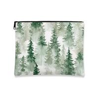 Borsa per il trucco in pino, borsa da viaggio rustica per cosmetici da donna, organizer portatile in tela con cerniera, borsa da toilette per la cura della pelle invernale 7x9 pollici