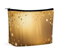 Borsa per il trucco in PU con lamina d'oro glitterata, grande capacità, organizer da viaggio per cosmetici con chiusura a cerniera, astuccio per articoli da toeletta resistente all'acqua per uso quo