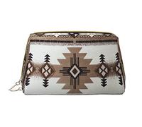 Borsa per il trucco in stile bohémien, grande, portatile, in pelle, organizer da viaggio, impermeabile, per articoli da toeletta, Nativi americani, Taglia unica