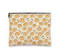 Borsa per il trucco in stile vintage rustico, portatile, da donna, in tela, con cerniera, borsa da toeletta a tema panetteria, per uso quotidiano, Beige, 7x9 Inch, Pane