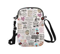 Borsa per il trucco in tela con cerniera, regalo per assistente sociale, con citazione per assistente sociale, Assistente sociale Cr Eu, Borsa cosmetica con stampa