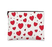 Borsa per il trucco in tela con cuori rossi, graziosa borsa da viaggio con cerniera con motivo romantico per donne, organizer portatile per San Valentino, borsa da toilette per la cura della pelle