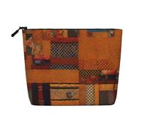 Borsa per il trucco in tessuto africano con stampa patchwork carino borsa cosmetica per le donne sacchetto di trucco borsa da viaggio per signora, Nero , Taglia unica