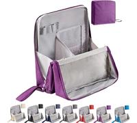 Borsa Per Il Trucco In Tessuto Oxford Multiuso E Di Grande Capacità, Organizer Per Il Trucco Impermeabile Con Scomparti, Organizer Per Cancelleria Di Grande Capacità (Violetta)