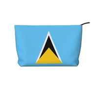 Borsa per il trucco in velluto a coste con bandiera di Santa Lucia e fodera robusta per viaggi e uso quotidiano