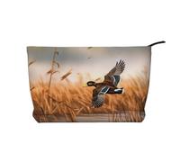 Borsa per il trucco in velluto a coste con cerniera, borsa per cosmetici, articoli essenziali da viaggio/spiaggia, regalo per lei - Caccia all'anatra selvatica volante