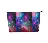 Borsa per il trucco in velluto a coste con chiusura a cerniera colorata Galaxy organizer multifunzionale 22x7x17cm per viaggi campeggio vacanza fitness, Nero , Taglia unica