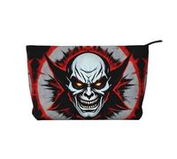 Borsa per il trucco in velluto a coste con chiusura a cerniera, fantasma malvagio, multifunzione, 22 x 7 x 17 cm, per viaggi, campeggio, vacanze, fitness, Nero , Taglia unica