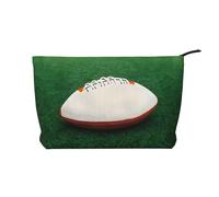 Borsa per il trucco in velluto a coste con chiusura a cerniera, per palloni da rugby, multifunzione, 22 x 7 x 17 cm, per viaggi, campeggio, vacanze, fitness, Nero , Taglia unica