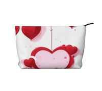 Borsa per il trucco in velluto a coste Little Red Heart con fodera robusta per viaggi e uso quotidiano