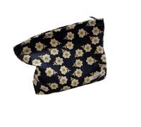 Borsa per il trucco in velluto a coste Organizer Frizione Retro Stampa Fiore Borsa Cosmetica Wash Donne Viaggio Make Up Pouch Beauty Toilet Storage Cases, M, Taglia unica