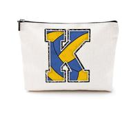 Borsa per il trucco iniziale con monogramma Borsa cosmetica con lettera K Custodia con cerniera Accessori per pallavolo per ragazze donne giocatore di pallavolo allenatore amico roba da pallavolo