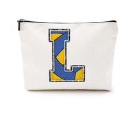 Borsa per il trucco iniziale con monogramma Borsa cosmetica con lettera L Custodia con cerniera Accessori per pallavolo per ragazze donne giocatore di pallavolo allenatore amico roba da pallavolo
