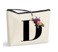 Borsa per il trucco iniziale personalizzata A-Z Lettera Trucco Borsa Monogramma Viaggio Trucco Borsa Regali per le Donne, D, Borsa Cosmetica Personalizzata