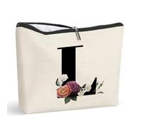 Borsa per il trucco iniziale personalizzata A-Z Lettera Trucco Borsa Monogramma Viaggio Trucco Borsa Regali per le Donne, L, Borsa Cosmetica Personalizzata