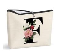 Borsa per il trucco iniziale personalizzata A-Z Lettera Trucco Borsa Monogramma Viaggio Trucco Borsa Regali per le Donne, F, Borsa Cosmetica Personalizzata