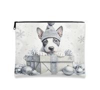 Borsa per il trucco invernale con cucciolo di fiocchi di neve, borsa da viaggio per cosmetici da donna, borsa portatile in tela con cerniera, borsa da toilette per la cura della pelle delle vacanze