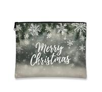 Borsa per il trucco invernale, con fiocchi di neve e foglie di pino, borsa da viaggio per cosmetici, da donna, piccola borsa portatile con cerniera, borsa da toilette natalizia per la cura della pelle