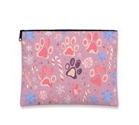 Borsa per il trucco invernale con stampa di zampe, grazioso astuccio da viaggio per cosmetici, da donna, portatile, in tela, con cerniera, borsa da toilette per la cura della pelle delle vacanze