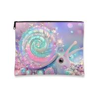 Borsa per il trucco iridescente, custodia da viaggio per cosmetici da donna, piccola borsa portatile con cerniera, regalo per festival ed estate, Iridescente, 7x9 Inch, Lumaca