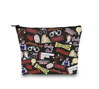 Borsa per il trucco ispirata a programmi televisivi criminali, con cerniera, regalo per amanti del crimine, per fan criminali, Criminal Tv Pattern Blk Eu, Borsa cosmetica con stampa