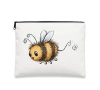 Borsa per il trucco ispirata alle api, graziosa borsa da viaggio per cosmetici a forma di ape, piccola borsa portatile in tela con cerniera, borsa da toeletta regalo primaverile, estetica per feste di