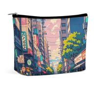 Borsa per il trucco Japanese Streets per donna, portatile, cosmetica, impermeabile, estetica, da viaggio e da lavoro