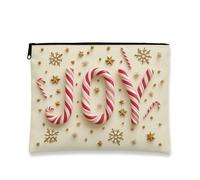 Borsa per il trucco Joy, pochette da viaggio per cosmetici natalizi a forma di bastoncino di zucchero per donna, organizer portatile in tela con cerniera, borsa da toilette per la cura della pelle du