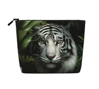 Borsa per il trucco Jungle Wild White Tiger - Borsa da viaggio in canapa sintetica, organizer per articoli da toeletta, portamonete con cerniera