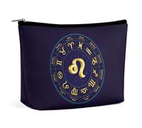Borsa per il trucco Leo in Circle Borsa cosmetica da viaggio portatile Grande borsa con cerniera Borsa organizer in pelle PU Borsa da toilette, stile, 202403273