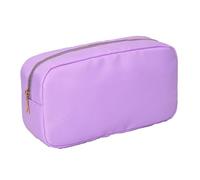 Borsa Per Il Trucco Letter Patch Custom Travel Cosmetic Bag Personalized Nylon Pouch Toiletry Bag Chenille Patch Makeup Toiletries Girl Cosmetic Bag(PURPLE,S)
