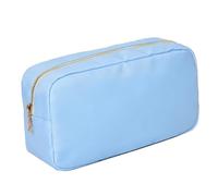 Borsa Per Il Trucco Letter Patch Custom Travel Cosmetic Bag Personalized Nylon Pouch Toiletry Bag Chenille Patch Makeup Toiletries Girl Cosmetic Bag Borsa Cosmetica(Sky Blue,S)
