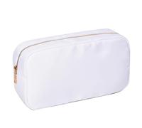Borsa Per Il Trucco Letter Patch Custom Travel Cosmetic Bag Personalized Nylon Pouch Toiletry Bag Chenille Patch Makeup Toiletries Girl Cosmetic Bag(White,XL)