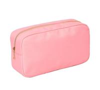 Borsa Per Il Trucco Letter Patch Custom Travel Cosmetic Bag Personalized Nylon Pouch Toiletry Bag Chenille Patch Makeup Toiletries Girl Cosmetic Bag Borsa Cosmetica(Apricot,S)