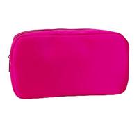 Borsa Per Il Trucco Letter Patch Custom Travel Cosmetic Bag Personalized Nylon Pouch Toiletry Bag Chenille Patch Makeup Toiletries Girl Cosmetic Bag Borsa Cosmetica(Rose Red,S)
