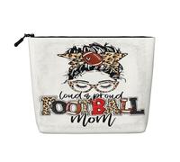 Borsa per il trucco Loud & Proud Football Mom Leopard - Borsa da viaggio in canapa sintetica, organizer per articoli da toeletta, portamonete con cerniera