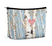Borsa per il trucco Love Birch Tree, borsa per il trucco portatile da viaggio, borse per cosmetici, borsa con cerniera, piccola borsa da toilette per donna