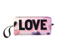 Borsa per il trucco Love resistente all'acqua, organizer da viaggio per articoli da toeletta per donne e uomini, custodia per cosmetici a forma di cuore, con cerniera, piccola borsa portatile per