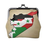 Borsa per il trucco Map01 con bandiera della Repubblica Araba Siriana, piccola borsa per il trucco, borsa per riporre carte di credito, borsa per riporre carte di credito, borsa multifunzione compatta