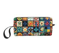 Borsa per il trucco marocchina, resistente all'acqua, da viaggio, organizer per articoli da toeletta per donne e uomini, con motivo mandala, con cerniera, piccola borsa per attrezzi portatile